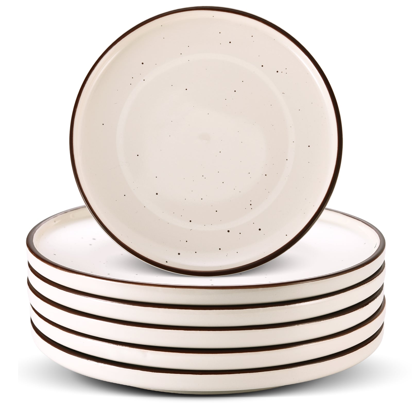 Dessert Plate Set Salad Plates - Modern Rustic Ceramic Plate Sets for 6 - Porcelain Appetizer Plates - Serving Plates for Breakfast | Lunch | Dinner - Microwave and Dishwasher Safe - Vanilla White
