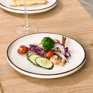 Dessert Plate Set Salad Plates - Modern Rustic Ceramic Plate Sets for 6 - Porcelain Appetizer Plates - Serving Plates for Breakfast | Lunch | Dinner - Microwave and Dishwasher Safe - Vanilla White