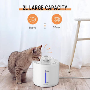 Cat Water Fountain, 2L/67Oz Automatic Pet Water Fountain, Ultra Silent Dog Cat Drinking Fountain with Filter