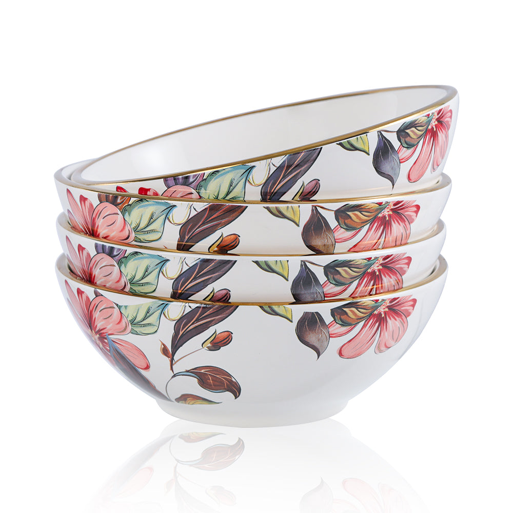flower and leaf pattern bowls