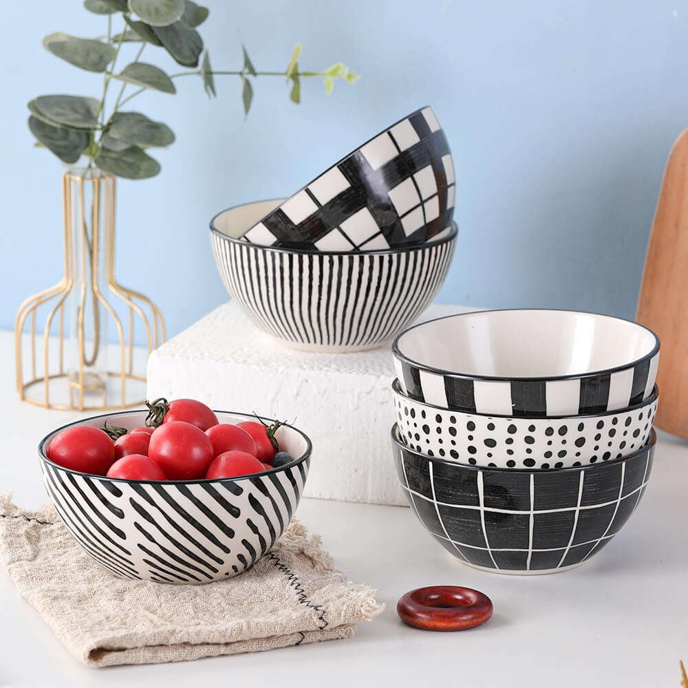 AHX Cereal Bowls Porcelain 23 oz - Salad Soup Bowl Colorful 6.25 - Deep  Bowls for Serving Ramen | Noodle | Pasta | Pho | Oatmeal - Microwave and
