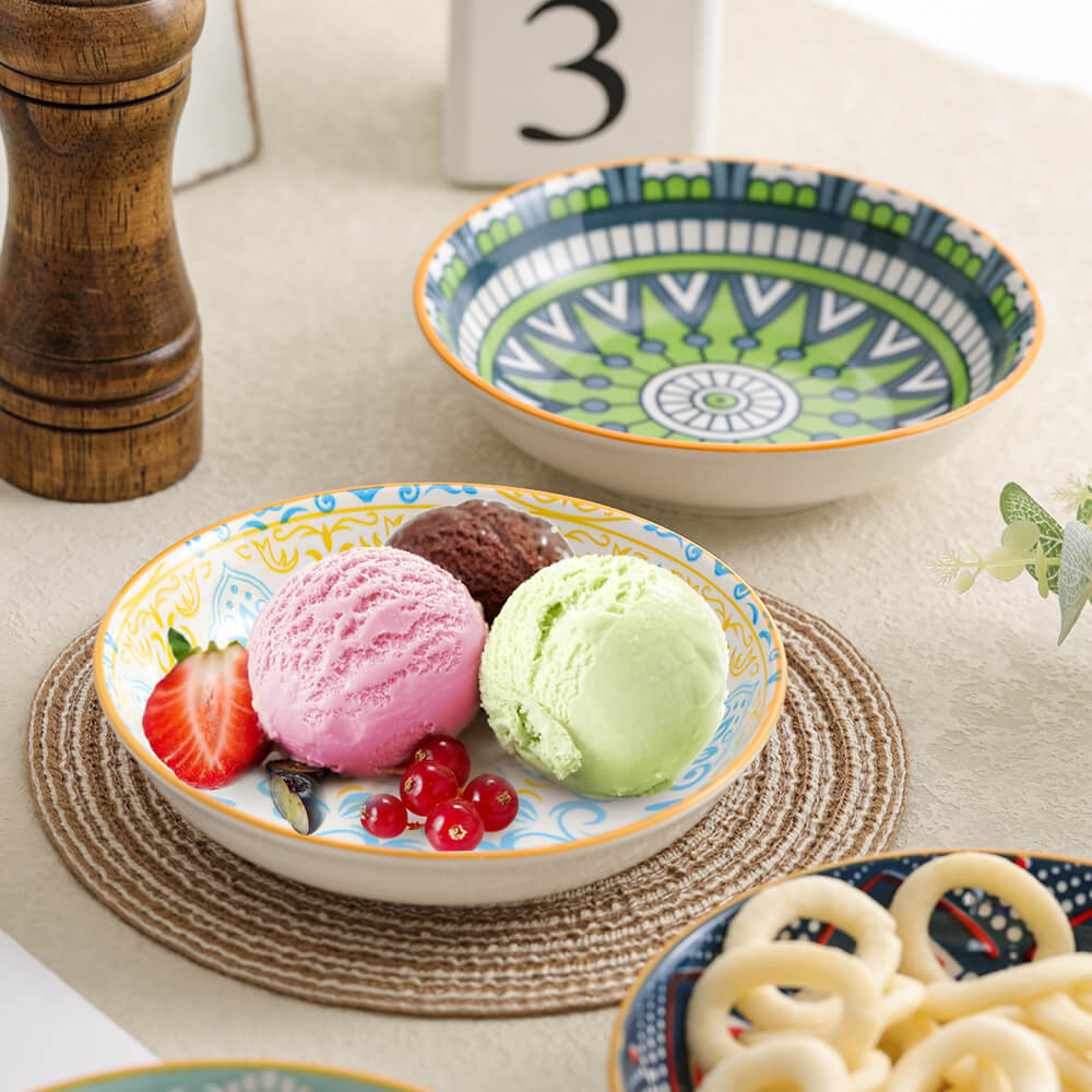 Juiluna Porcelain Bowls 10 Ounce Modern Bowls Set of 8 for Portion Control,  Ice Cream Dessert, Dipping and Side Sauces 