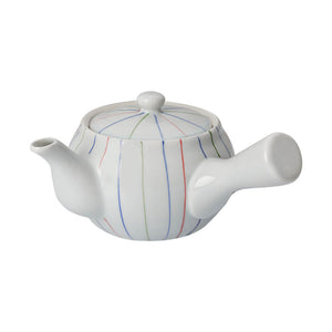 Japanese Kyusu Ceramic Tea Pot with Infuser and 3 Color Lines - 350ml