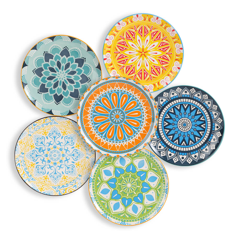Colorful plate set of 6