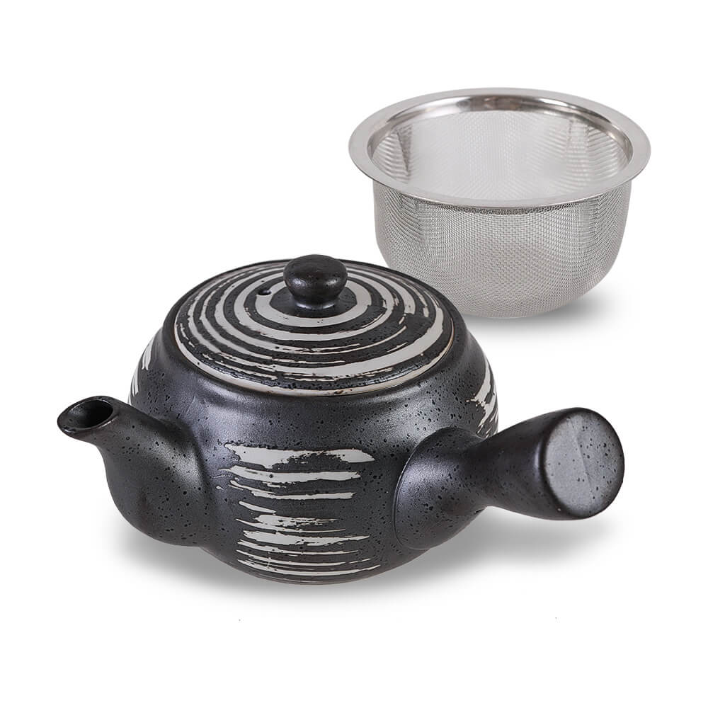 Japanese Kyusu Tea Pot with Infuser and Lid - Capacity 350ML - Black