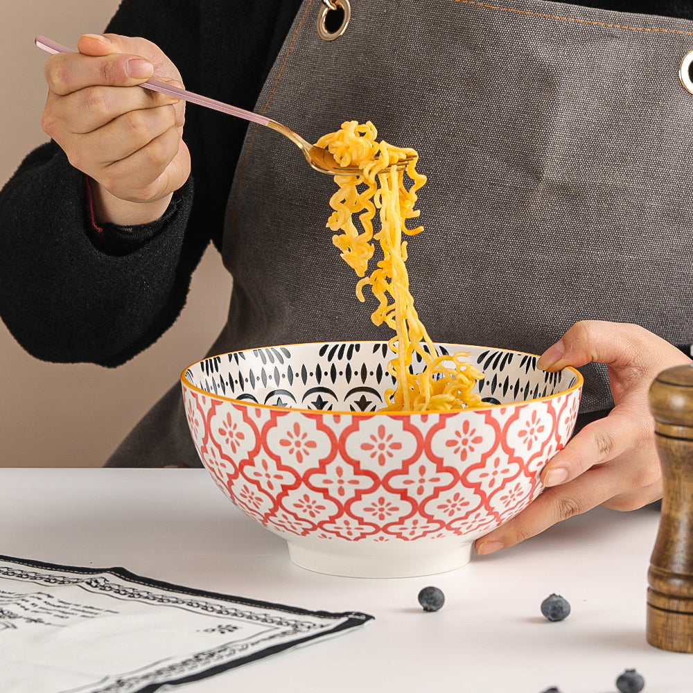 Porcelain Large Salad Soup Noodle Ramen Bowls  Set of 3 - 8 inch