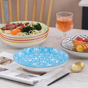 Platos Hondos Juego de Platos de 6 Colores - Porcelana Platos Hondos para Sopa | Pasta | Risotto | Ensalada | Postre - 20×4 cm 