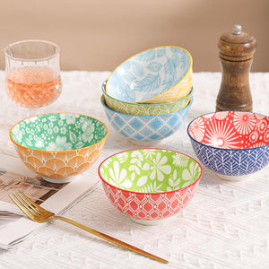 Ceramic Small Bowls 10 oz - Colorful  Cute Bowl Set for Dessert | Rice | Soup | Snack | Ice Cream | Side Dishes - Microwave and Oven Dishwasher Safe