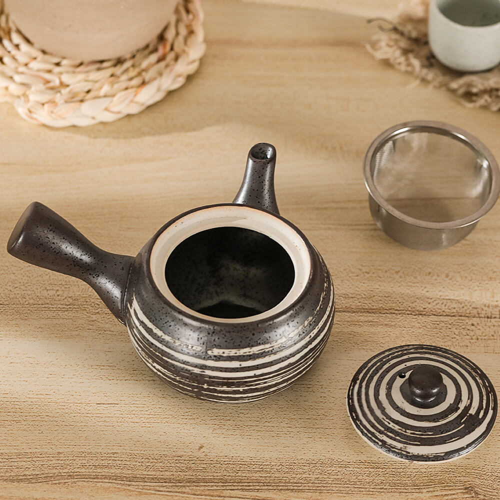 Japanese Kyusu Tea Pot with Infuser and Lid - Capacity 350ML - Black –  AHX-Life